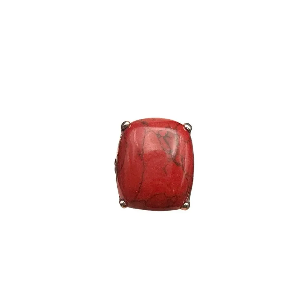 Sterling silver 925 Red Howlite statement Ring size 9